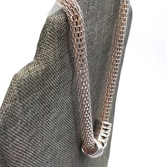 $24 Croft and Barrow Silver Mesh Statement Necklace Franco Chain-Kohls - Picture 3 of 4